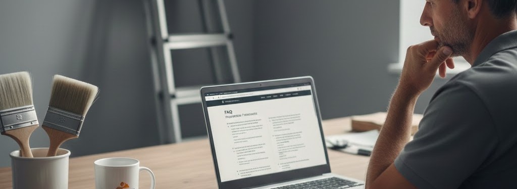 Persona consultando preguntas frecuentes sobre un curso online de Inteligencia Artificial para pintores profesionales
